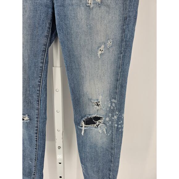 Judy Blue Womens Blue Skinny Fit Button Closer Distressed Jeans Size 9/29 - Picture 2 of 5